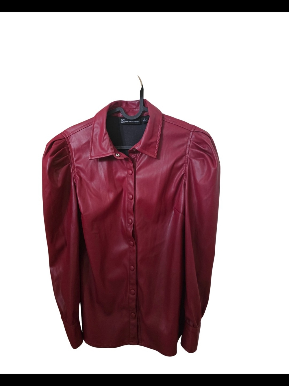 New York & Company Red Faux Leather Snap-Front Jacket